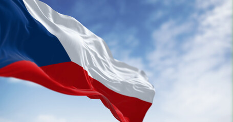 National flag of Czech Republic waving in the wind on a clear day