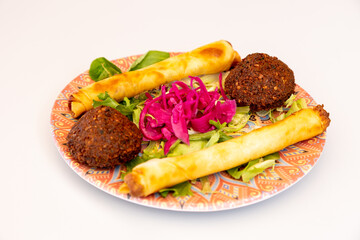 Closeup of delicious Turkish food on a plate in a restaurant