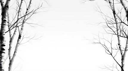  a black and white photo of trees with no leaves on them.  generative ai