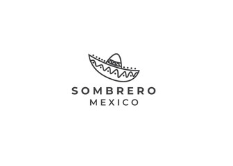 traditional mexican sombrero hat outline vector icon logo. Thin line black mexico hat icon, flat vector simple element illustration from editable concept isolated stroke on white background