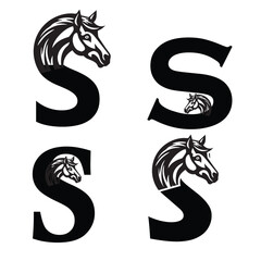 Initials Logo Design Alphabet Letter S Horse Logo Design Concept.