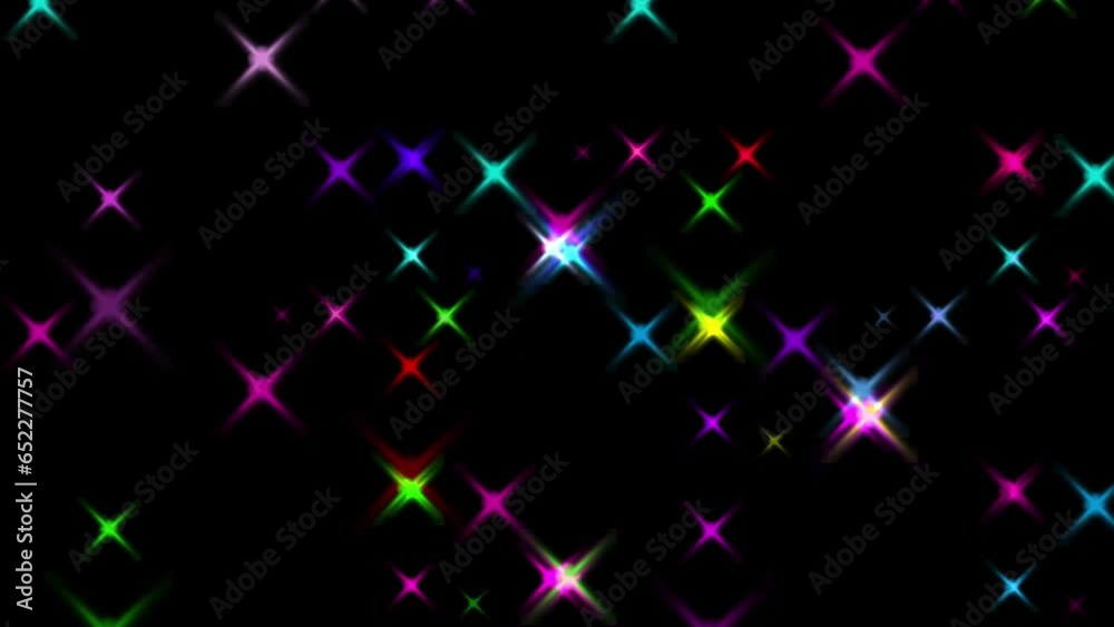 Wall mural illustrative animation of colorful sparks shining on the empty black background