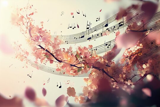 Spring Music Collage, Surreal Contemporary Poster, Drawing Imitation, Abstract Generative AI Illustration