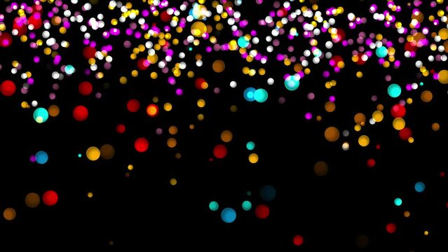 Illustrative animation of colorful bubbles shining on the empty black background