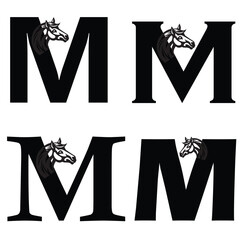 Initials Logo Design Alphabet Letter M Horse Logo Design Concept.