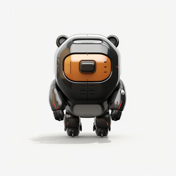 Bear Cute Robot Portrait Head Exoskeleton Droid Futuristic Bot Machine Space Heavy Battle Cyberpunk Humanoid Apocalypse Generative AI