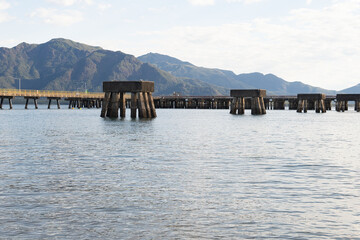 Old wharves and pylons at Lucinda in Far North Queensland, Australia.