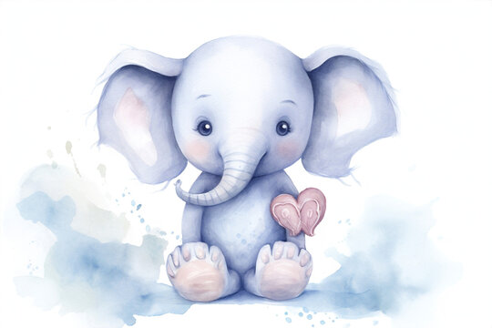 Fototapeta Illustration elephant character art drawing ballon animal cute print graphic cartoon baby