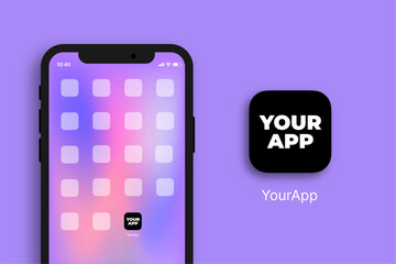 Vector mobile phone with blur screens and app icon