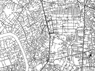 Vector road map of the city of  VNM Thuan An in Vietnam with black roads on a white background.