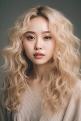 Fototapeta premium Young asian beauty woman, korean makeup style. Generative Ai