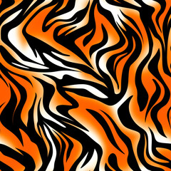 tiger stripes orange and black pattern - obrazy, fototapety, plakaty