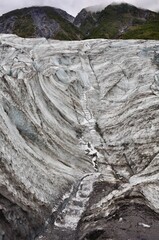 Vertical shot of the steps carved into the ice on a glacier