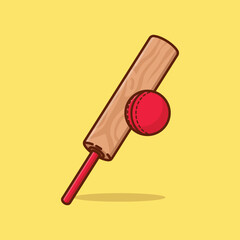 Cricket bat cartoon vector illustration sport equipment concept icon isolated