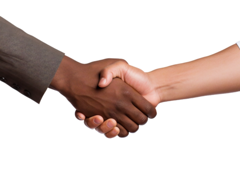 Handshake gesture, transparent background, isolated image, generative AI
