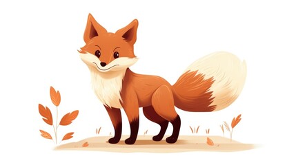 Obraz premium Cute cartoon red fox isolated on white background.