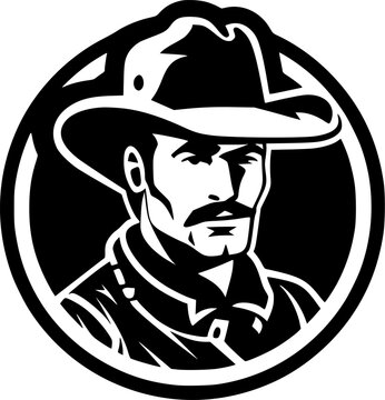 Western - Black and White Isolated Icon - Vector illustration