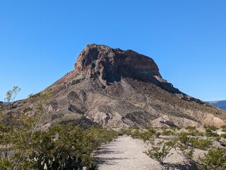 Rocky mountain against a blue sky in Big Bend National Park in Texas, USA
