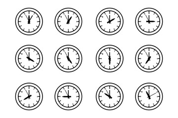 VECTOR CLOCK ICON SET IN STROKE VERSION