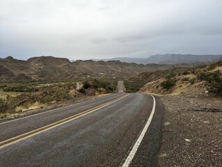 Empty road in Big Bend Ranch State Park. Texas, United States.