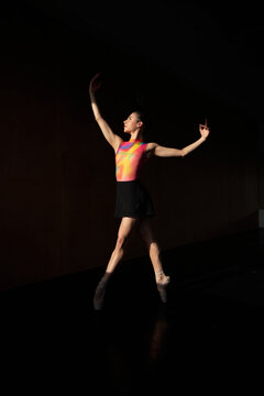 Warm-up and rehearsal of a professional ballet dancer