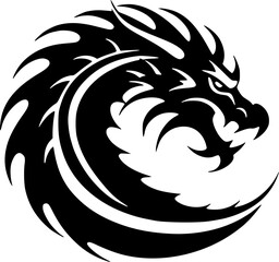 Naklejka premium Dragon - Black and White Isolated Icon - Vector illustration