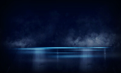 Dynamic Smoke and Fog Set the Stage on a Dark Abstract Backdrop with Spotlight