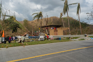 Of Typhoon Odette (Rai) in a coastal village in Southern Leyte, Philippines
