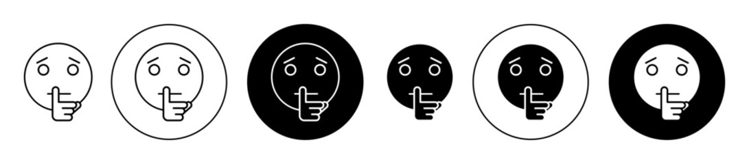 Emoticon Making Silence icon set in black filled and outlined style. suitable for UI designs