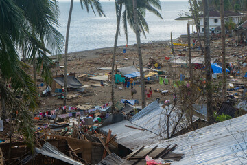 Of Typhoon Odette (Rai) in a coastal village in Southern Leyte, Philippines
