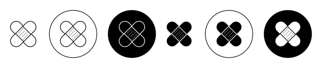 Adhesive Plaster icon set in black filled and outlined style. suitable for UI designs