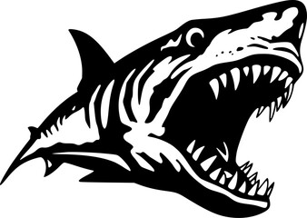 Naklejka premium Shark - Black and White Isolated Icon - Vector illustration