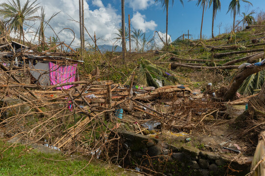 Of Typhoon Odette (Rai) in a coastal village in Southern Leyte, Philippines