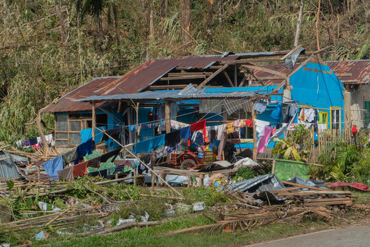 Of Typhoon Odette (Rai) in a coastal village in Southern Leyte, Philippines