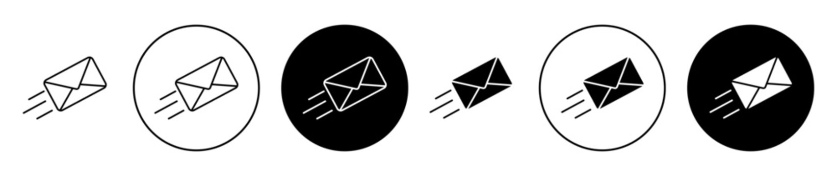 Express Mail icon set in black filled and outlined style. suitable for UI designs