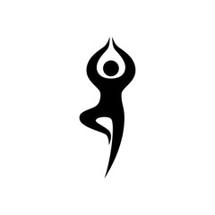 Illustration of Tree Pose in Silhouette Vector. Use for Yoga Poses Logo.