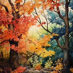 Baum im Herbst - Herbstlaub, orange, rot, gelb