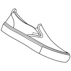 hand drawn sneakers, moccasin, slipon, gym shoes, side and sole view. Image in different views - front, back, top, side, sole and 3d view. Doodle vector illustration	
