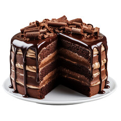 Chocolate Cake, transparent background, isolated image, generative AI
