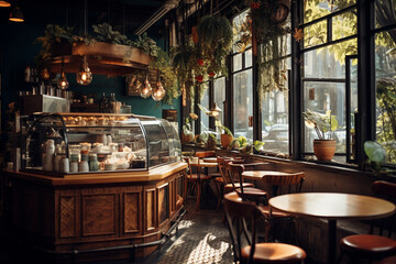 Fototapeta na wymiar Cozy coffee shops and barista creations
