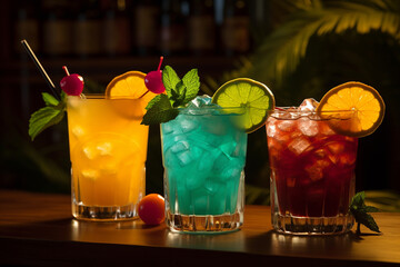 Refreshing cocktails and tropical drinks