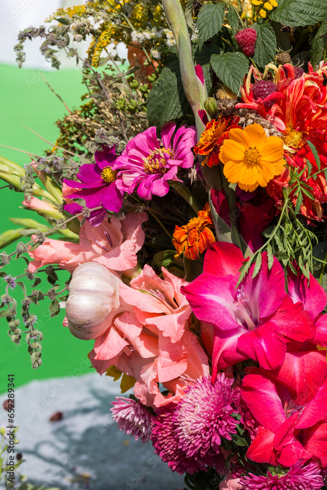 Wall mural bouquets of flowers and herbs