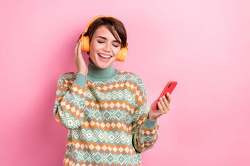 Photo of wear print winter season jumper youth funny girl touch modern headphones gorillaz...