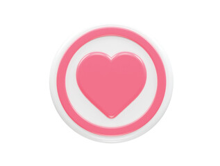 Love heart icon 3d rendering illustration element transparent