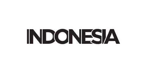 Indonesia emblem. The design features a geometric style, vector illustration with bold typography in a modern font. The graphic slogan lettering.