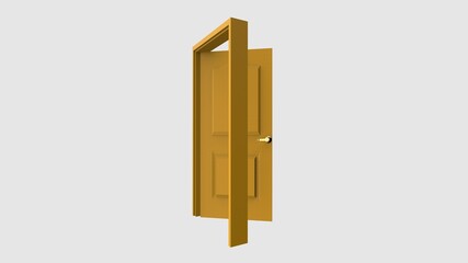 isolated door illustration 3d rendering
