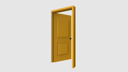 isolated door illustration 3d rendering