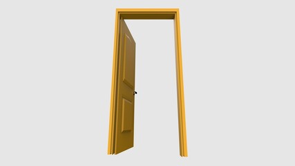 isolated door illustration 3d rendering