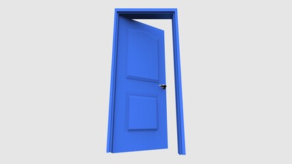 isolated door illustration 3d rendering