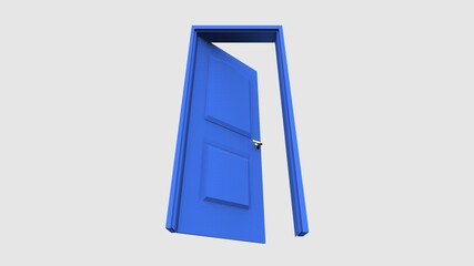 isolated door illustration 3d rendering